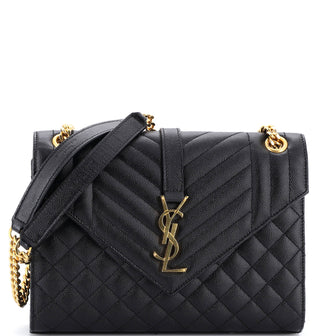 Saint Laurent Classic Monogram Envelope Satchel Mixed Matelasse Leather Medium