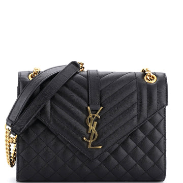 Saint Laurent Classic Monogram Envelope Satchel Mixed Matelasse Leather Medium