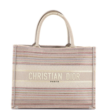 Christian Dior Book Tote Multicolor Stripes Embroidered Canvas Medium