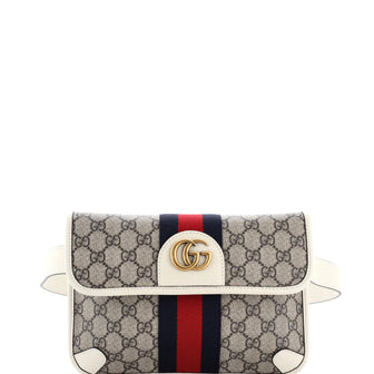Gucci Ophidia Flap Belt Bag GG Coated Canvas with Leather