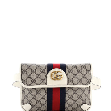 Gucci Ophidia Flap Belt Bag GG Coated Canvas with Leather