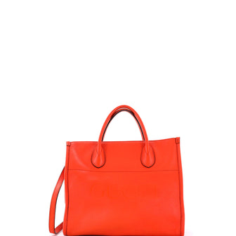 Gucci Logo Tote Embossed Leather Small