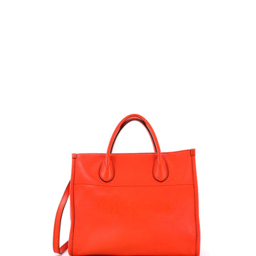 Gucci Logo Tote Embossed Leather Small