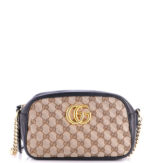 Gucci GG Marmont Shoulder Bag Diagonal Quilted GG Canvas with Leather Small