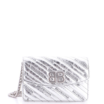 Balenciaga BB Chain Wallet Embossed Leather