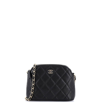 Chanel CC Dome Zip Clutch with Chain Quilted Caviar Mini