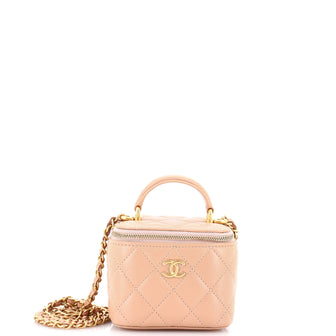 Chanel Classic Top Handle Vanity Case with Chain Quilted Lambskin Mini