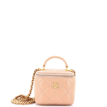 Chanel Classic Top Handle Vanity Case with Chain Quilted Lambskin Mini