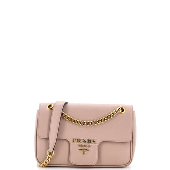 Prada Pattina Flap Shoulder Bag Saffiano Leather Small