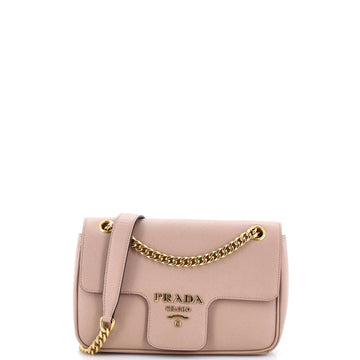 Prada Pattina Flap Shoulder Bag Saffiano Leather Small