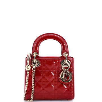 Christian Dior Lady Dior Chain Bag Cannage Quilt Patent Mini