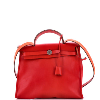 Hermes Herbag Zip Berline Vache Canvas and Leather 31