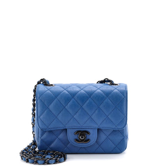 Chanel So Black Square Classic Single Flap Bag Quilted Crumpled Calfskin Mini