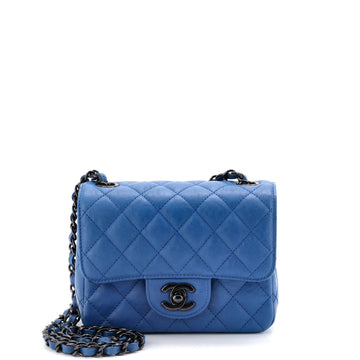 Chanel So Black Square Classic Single Flap Bag Quilted Crumpled Calfskin Mini