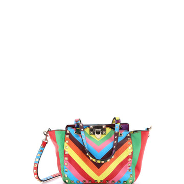 Valentino Garavani 1973 Rockstud Tote Striped Leather Mini