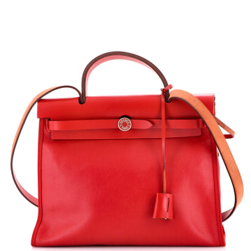 Hermes Herbag Zip Berline Vache Canvas and Leather 31