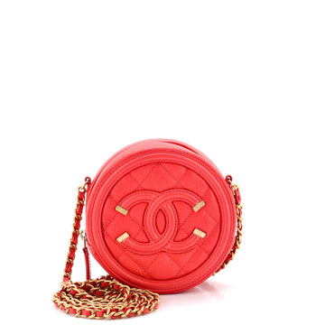 Chanel Filigree Round Clutch with Chain Quilted Caviar Mini
