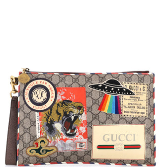 Gucci Courrier Pouch GG Coated Canvas with Applique