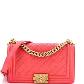 Chanel Boy Flap Bag Quilted Lambskin Old Medium
