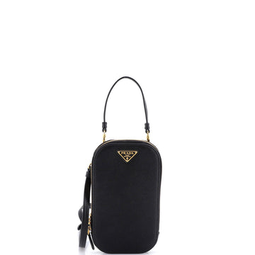 Prada Zip Phone Holder Crossbody Bag Saffiano Leather