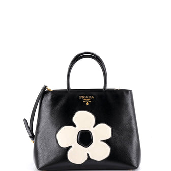Prada Flowers Convertible Open Tote Vernice Saffiano Leather Medium