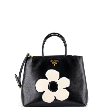 Prada Flowers Convertible Open Tote Vernice Saffiano Leather Medium