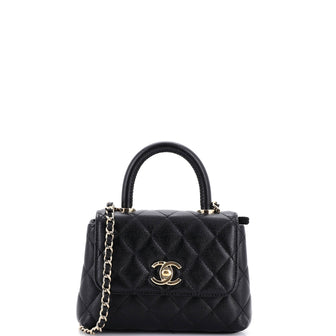 Chanel Coco Top Handle Bag Quilted Caviar Extra Mini