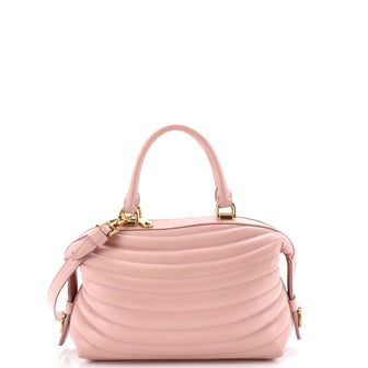 Salvatore Ferragamo Convertible Top Handle Bowling Bag Quilted Leather