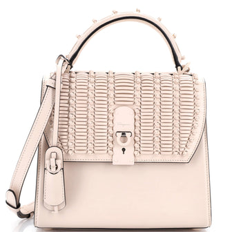 Salvatore Ferragamo Boxyz Top Handle Bag Woven Knotted Leather Medium