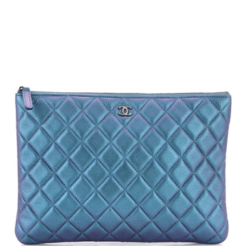 Chanel O Case Clutch Quilted Iridescent Lambskin Medium