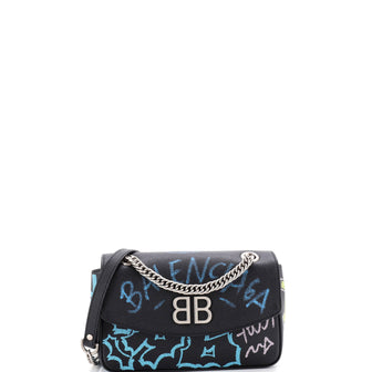Balenciaga BB Graffiti Chain Wallet Leather Small