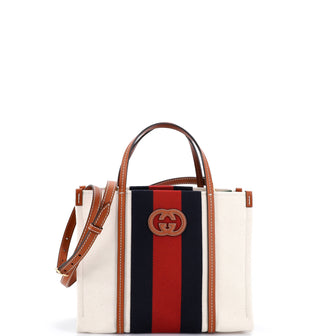 Gucci Interlocking G Web Tote Canvas Small