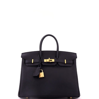 Hermes Birkin Handbag Black Togo with Gold Hardware 25