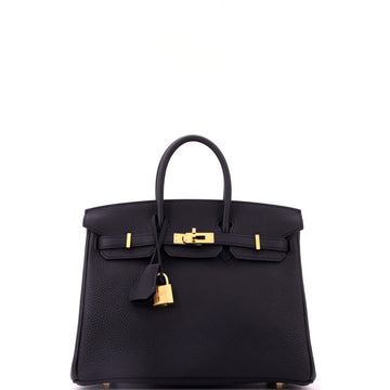 Hermes Birkin Handbag Black Togo with Gold Hardware 25