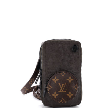 Louis Vuitton Phone Box Bag Taiga Leather with Monogram Canvas