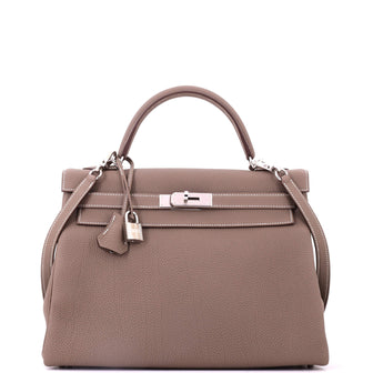 Hermes Kelly Handbag Grey Togo with Palladium Hardware 32