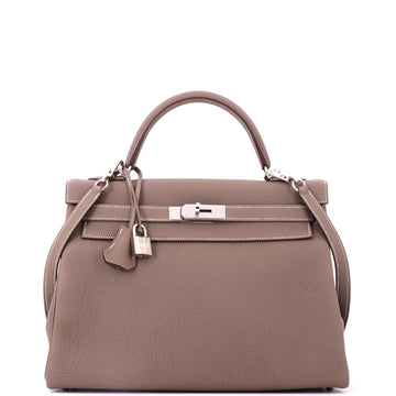 Hermes Kelly Handbag Grey Togo with Palladium Hardware 32