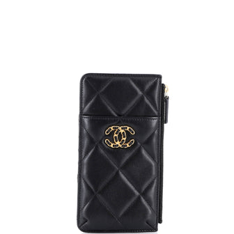 Chanel 19 Vertical Phone Case Pouch Quilted Goatskin
