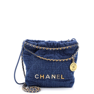 Chanel 22 Chain Hobo Quilted Denim Mini
