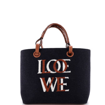 Loewe Love Anagram Tote Wool and Leather Small