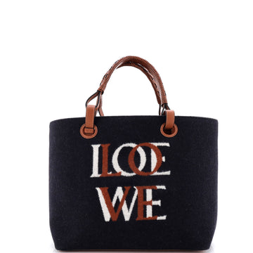 Loewe Love Anagram Tote Wool and Leather Small