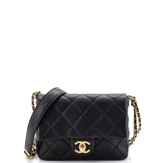 Chanel CC Triple Chain Flap Bag Quilted Caviar Small