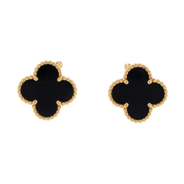 Van Cleef & Arpels Vintage Alhambra Earrings 18K Yellow Gold and Onyx