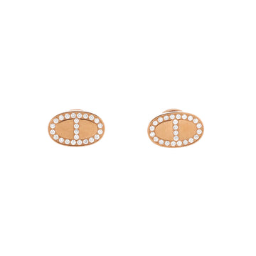 Hermes Chaine d'Ancre Contour Stud Earrings 18K Rose Gold and Diamonds