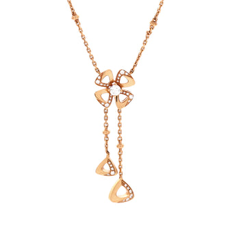 Bvlgari Fiorever Drop Pendant Necklace 18K Rose Gold and Diamonds