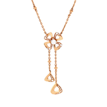 Bvlgari Fiorever Drop Pendant Necklace 18K Rose Gold and Diamonds