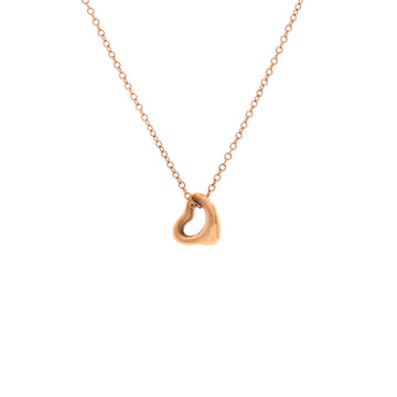 Tiffany & Co. Elsa Peretti Open Heart Pendant Necklace 18K Rose Gold 7mm
