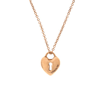 Tiffany & Co. Heart Lock Pendant Necklace 18K Rose Gold