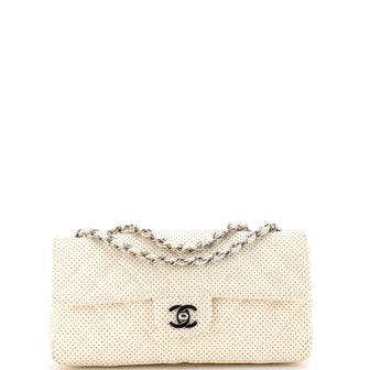 Chanel Classic Single Flap Bag Quilted Perforated Leather East West