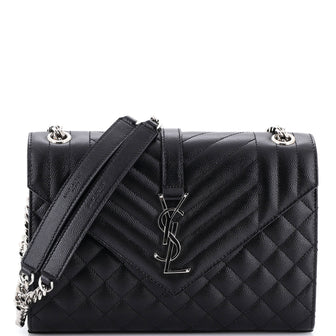 Saint Laurent Classic Monogram Envelope Satchel Mixed Matelasse Leather Medium